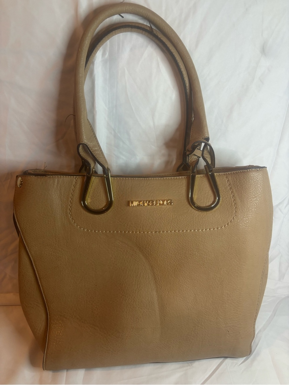 Impressions Tan Shoulder Tote with Gold Accents